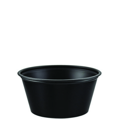 Plastic Souffle Portion Cups, 3 1/4 oz, Black, 250/Bag, 2500/Carton
